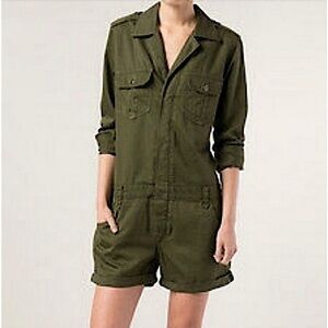 NWT Joe's Jeans Olive Zip Front Military Cargo Romper Long Sleeve Cargo XS